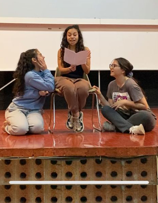 estudiantes de Dionisia, en ensayos